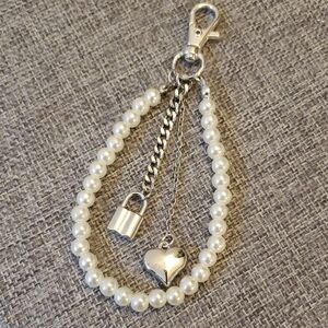 Elegant Silver and Pearl Bag Charm